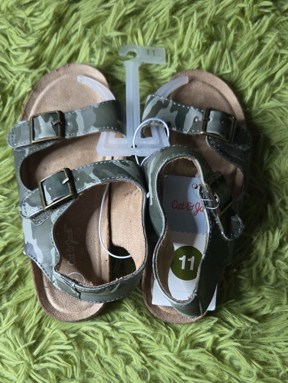 Cat & Jack Olive Camo Buckle Sandals for Kids